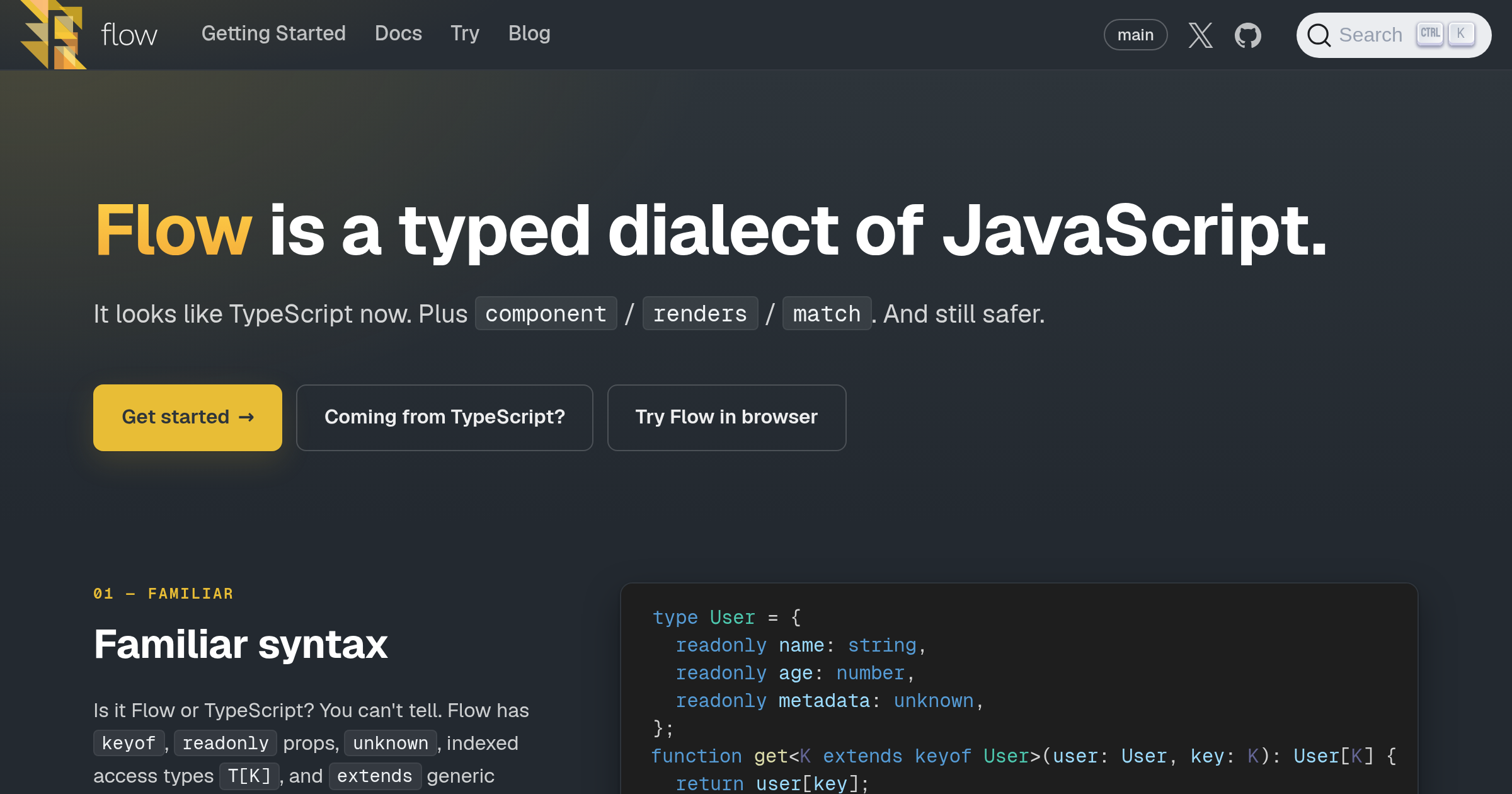 Flow: A Typed Dialect of JavaScript — JS Static Type Checker | Flow